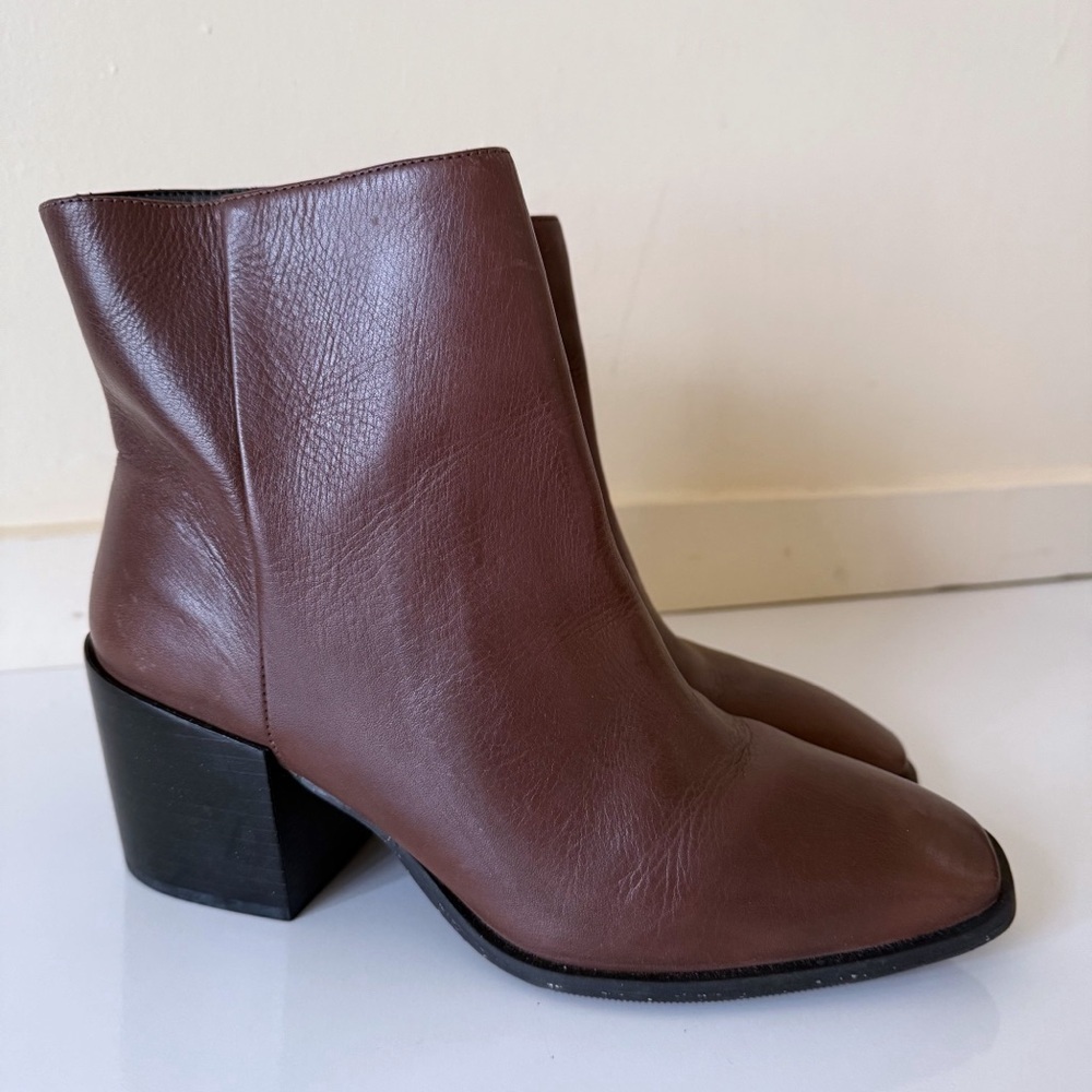 Ali MacGraw Womens Brown Leather Ankle Boots Booties SZ 8.5